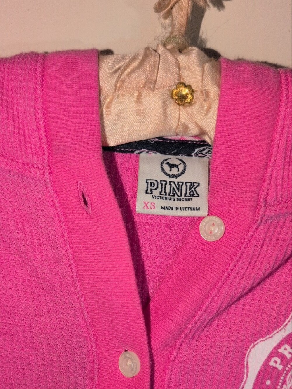 Victoria's Secret PINK Hot Pink Hooded Button-Up Cardigan - Picture 2 of 5
